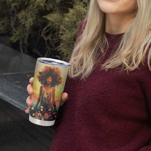 Black Women In Flower Field - Sun Set Watercolor Style Personalized Tumbler Cup TS04 Print Your Wear