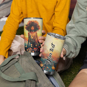 Black Women In Flower Field - Sun Set Watercolor Style Personalized Tumbler Cup TS04 Print Your Wear