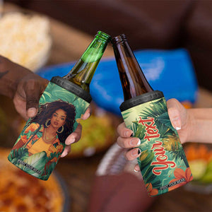 Black Woman Tropica Leaves Personalized 4 in 1 Can Cooler Tumbler TS04 Print Your Wear