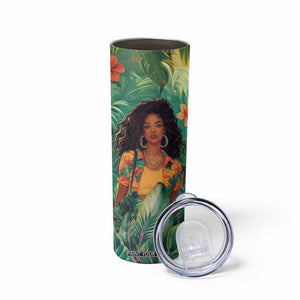 Black Woman Tropica Leaves Personalized Skinny Tumbler TS04 Print Your Wear