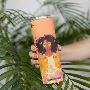 Lovely Black Woman Butterfly Personalized Skinny Tumbler TS04 Print Your Wear