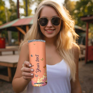 Lovely Black Woman Butterfly Personalized Skinny Tumbler TS04 Print Your Wear