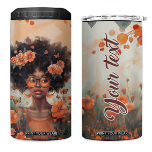 Black Woman And Flowers Field Personalized 4 in 1 Can Cooler Tumbler TS04 One Size: 16 oz Multicolor Print Your Wear