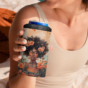 Black Woman And Flowers Field Personalized 4 in 1 Can Cooler Tumbler TS04 Print Your Wear