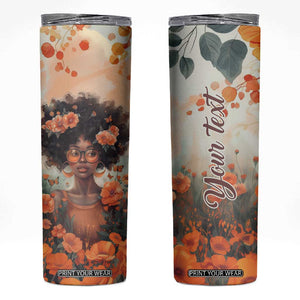 Black Woman And Flowers Field Personalized Skinny Tumbler TS04 Multicolor Print Your Wear