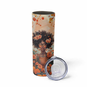 Black Woman And Flowers Field Personalized Skinny Tumbler TS04 Print Your Wear