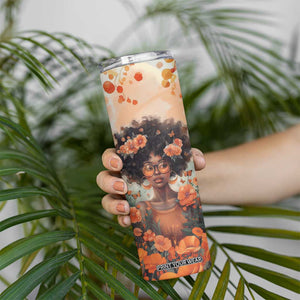 Black Woman And Flowers Field Personalized Skinny Tumbler TS04 Print Your Wear
