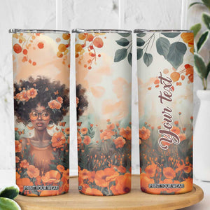 Black Woman And Flowers Field Personalized Skinny Tumbler TS04 Print Your Wear