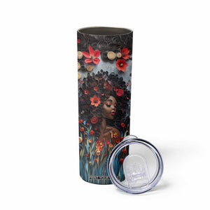 Black Woman Floral Quilling Art Skinny Tumbler TS04 Print Your Wear