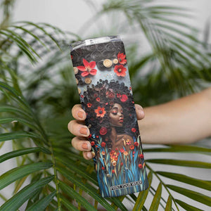 Black Woman Floral Quilling Art Skinny Tumbler TS04 Print Your Wear