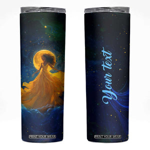 Black Woman Dancing In Starry Night Skinny Tumbler TS04 Blue Print Your Wear