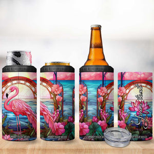 Flamingo Mosaic Tropical Garden 4 in 1 Can Cooler Tumbler Personalized TS04 Print Your Wear
