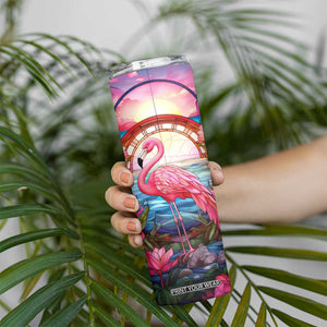 Flamingo Mosaic Tropical Garden Skinny Tumbler Personalized TS04 Print Your Wear