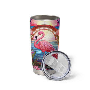 Flamingo Mosaic Tropical Garden Tumbler Cup Personalized TS04 Print Your Wear