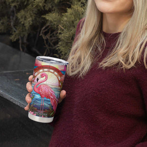 Flamingo Mosaic Tropical Garden Tumbler Cup Personalized TS04 Print Your Wear