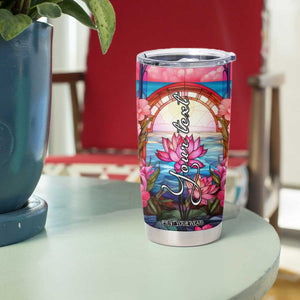 Flamingo Mosaic Tropical Garden Tumbler Cup Personalized TS04 Print Your Wear