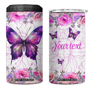 Butterfly Flowers 4 in 1 Can Cooler Tumbler Personalized TS04 One Size: 16 oz Multicolor Print Your Wear