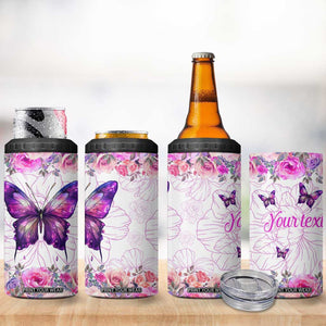 Butterfly Flowers 4 in 1 Can Cooler Tumbler Personalized TS04 Print Your Wear