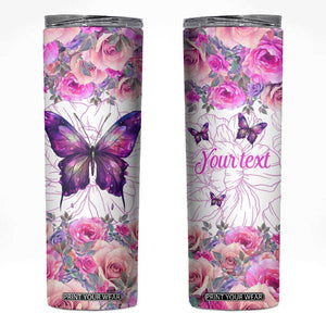 Butterfly Flowers Skinny Tumbler Personalized TS04 Multicolor Print Your Wear
