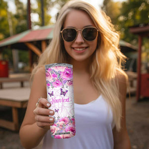 Butterfly Flowers Skinny Tumbler Personalized TS04 Print Your Wear