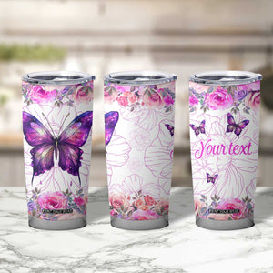 Butterfly Flowers Tumbler Cup Personalized TS04 Print Your Wear