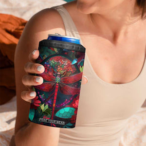 Dragonfly Ruby Mosaic 4 in 1 Can Cooler Tumbler Personalized TS04 Print Your Wear