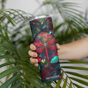 Dragonfly Ruby Mosaic Skinny Tumbler Personalized TS04 Print Your Wear