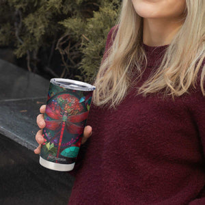 Dragonfly Ruby Mosaic Tumbler Cup Personalized TS04 Print Your Wear