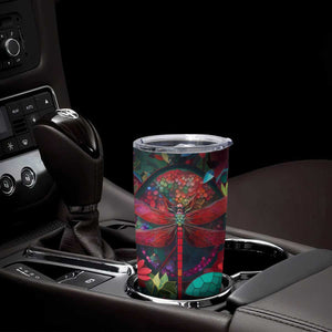 Dragonfly Ruby Mosaic Tumbler Cup Personalized TS04 Print Your Wear