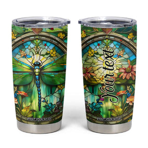 Dragonfly Peridot Crystal Mosaic Tumbler Cup Personalized TS04 Multicolor Print Your Wear
