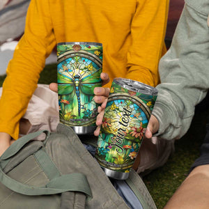 Dragonfly Peridot Crystal Mosaic Tumbler Cup Personalized TS04 Print Your Wear