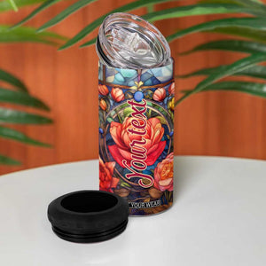 Dragonfly Hyacinth Crystal Mosaic 4 in 1 Can Cooler Tumbler Personalized TS04 Print Your Wear