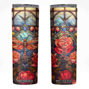Dragonfly Hyacinth Crystal Mosaic Skinny Tumbler Personalized TS04 Multicolor Print Your Wear