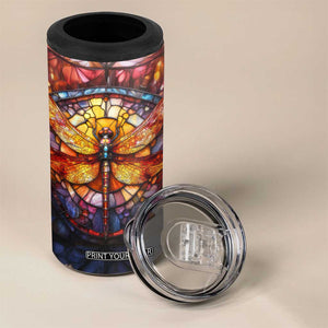 Dragonfly Golden Topaz Crystal Mosaic 4 in 1 Can Cooler Tumbler Personalized TS04 Print Your Wear