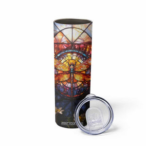 Dragonfly Golden Topaz Crystal Mosaic Skinny Tumbler Personalized TS04 Print Your Wear