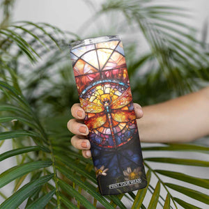 Dragonfly Golden Topaz Crystal Mosaic Skinny Tumbler Personalized TS04 Print Your Wear