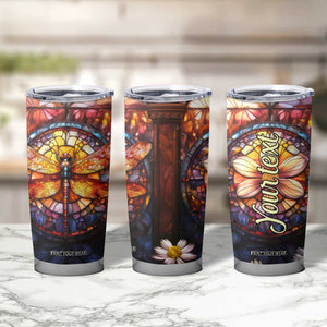 Dragonfly Golden Topaz Crystal Mosaic Tumbler Cup Personalized TS04 Print Your Wear