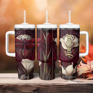 Dragonfly Garnet Crystal Mosaic Tumbler With Handle Personalized TS04 Print Your Wear