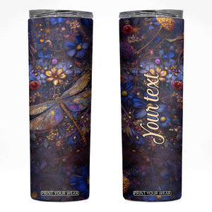Dragonfly Crystal Skinny Tumbler Personalized TS04 Multicolor Print Your Wear