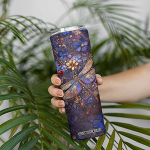 Dragonfly Crystal Skinny Tumbler Personalized TS04 Print Your Wear