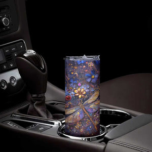 Dragonfly Crystal Skinny Tumbler Personalized TS04 Print Your Wear