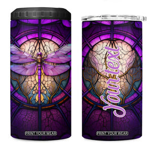 Dragonfly Colorful Glass Stained 4 in 1 Can Cooler Tumbler Personalized TS04 One Size: 16 oz Multicolor Print Your Wear