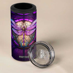 Dragonfly Colorful Glass Stained 4 in 1 Can Cooler Tumbler Personalized TS04 Print Your Wear