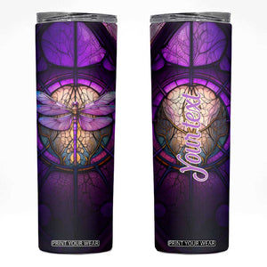 Dragonfly Colorful Glass Stained Skinny Tumbler Personalized TS04 Multicolor Print Your Wear
