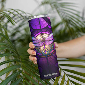 Dragonfly Colorful Glass Stained Skinny Tumbler Personalized TS04 Print Your Wear