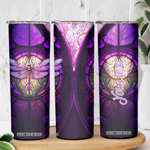 Dragonfly Colorful Glass Stained Skinny Tumbler Personalized TS04 Print Your Wear