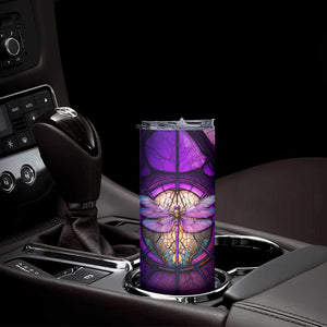 Dragonfly Colorful Glass Stained Skinny Tumbler Personalized TS04 Print Your Wear