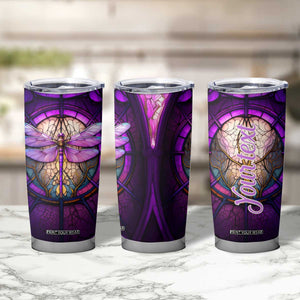Dragonfly Colorful Glass Stained Tumbler Cup Personalized TS04 Print Your Wear