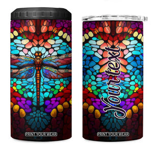 Dragonfly Colorful Crystal Mosaic 4 in 1 Can Cooler Tumbler Personalized TS04 One Size: 16 oz Multicolor Print Your Wear