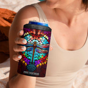 Dragonfly Colorful Crystal Mosaic 4 in 1 Can Cooler Tumbler Personalized TS04 Print Your Wear